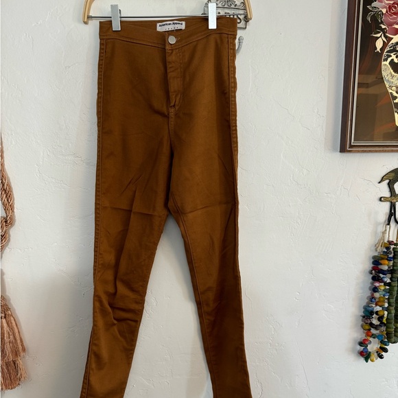 AMERICAN APPAREL HIGH WAISTED DISCO PANTS IN TAN DENIM sz SMALL - Picture 3 of 10